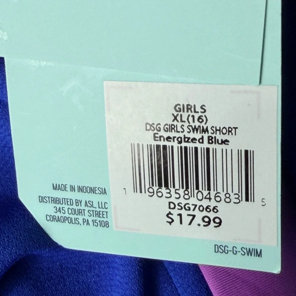 Lot of 2 DSG Girls XL 16 Swim Bottoms Blue Shorts Floral High Waist DSG7066 NWT